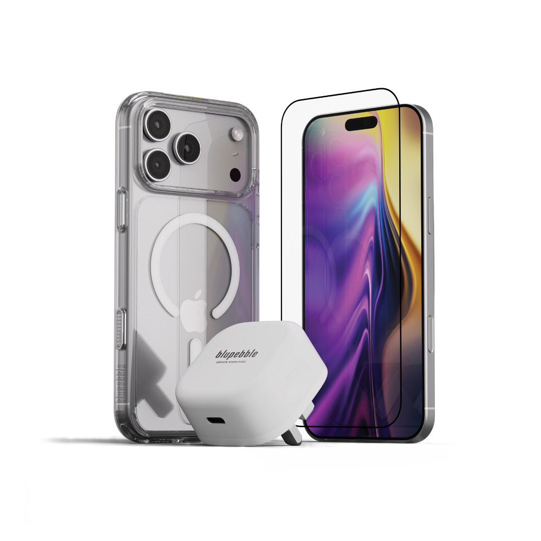 Blupebble 3-in-1 Pebble Combo for iPhone 17 Pro Max - Clear Case + Tempered Glass + Charger (BP-17MAXBUNDLE-CL) thumbnail 2