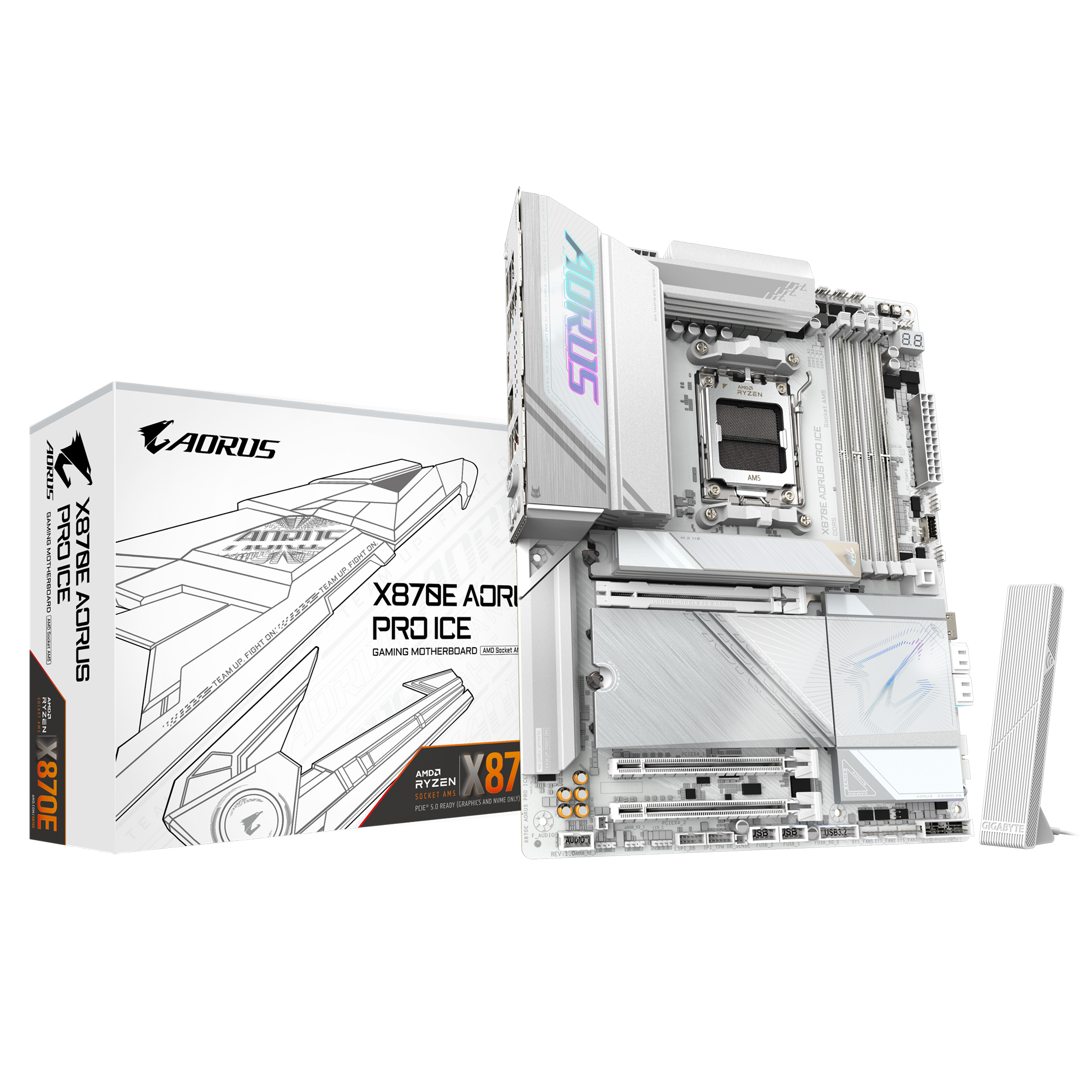 GIGABYTE AMD X870E AORUS PRO ICE AM5 DDR5 PCIE 5.0 ATX MOTHERBOARD 9MX87EPRE thumbnail 2