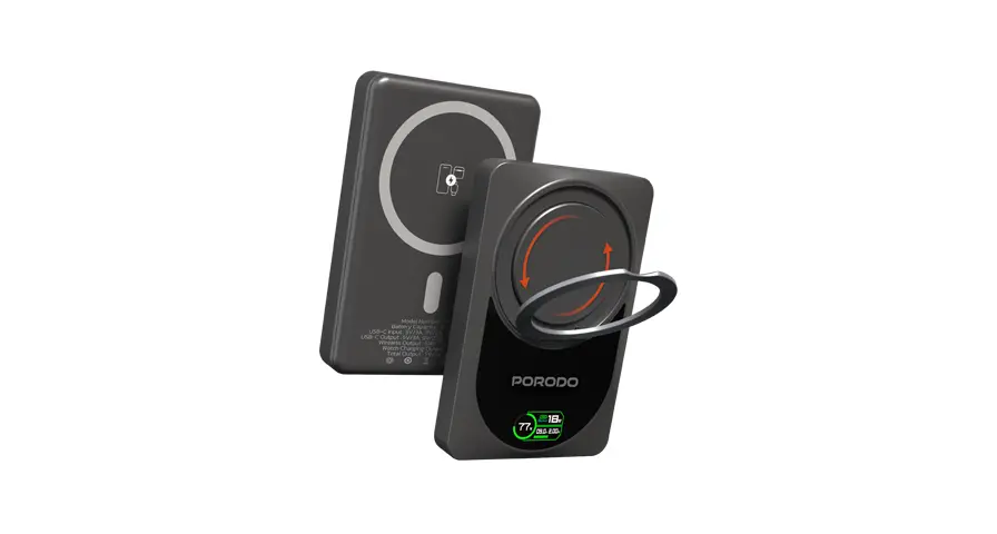 PORODO 10000MAH QI2 WIRELESS POWERBANK DARK GREY PDPBFCH086DG thumbnail 2