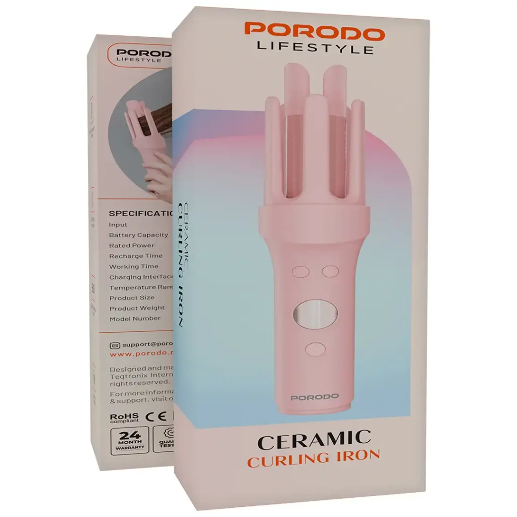 PORODO LIFESTYLE CERAMIC CURLING IRON PINK PDBL258PK thumbnail 2