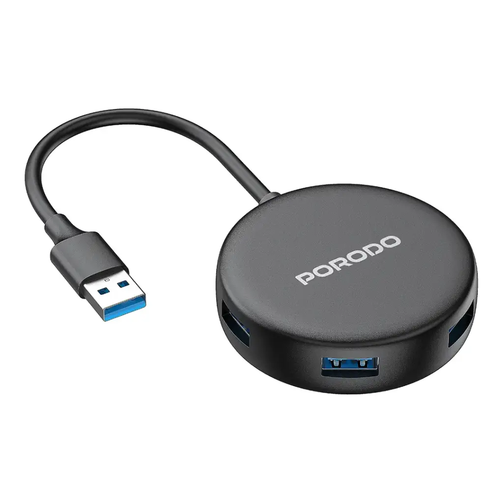 PORODO USB 3.0 MULTI-PORT HUB USB-C POWER SUPORT BLACK PD51CHBBK thumbnail 2