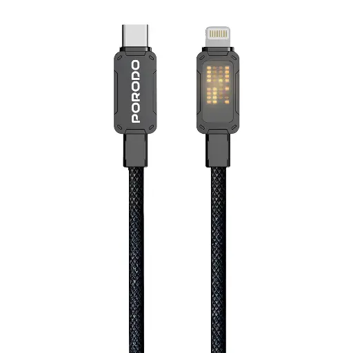 PORODO USB C TO LIGHTNING BRAIDED 1M/ 3.3FT PD 27W CBL033 CABLE  PD-CBL033-BK thumbnail 2