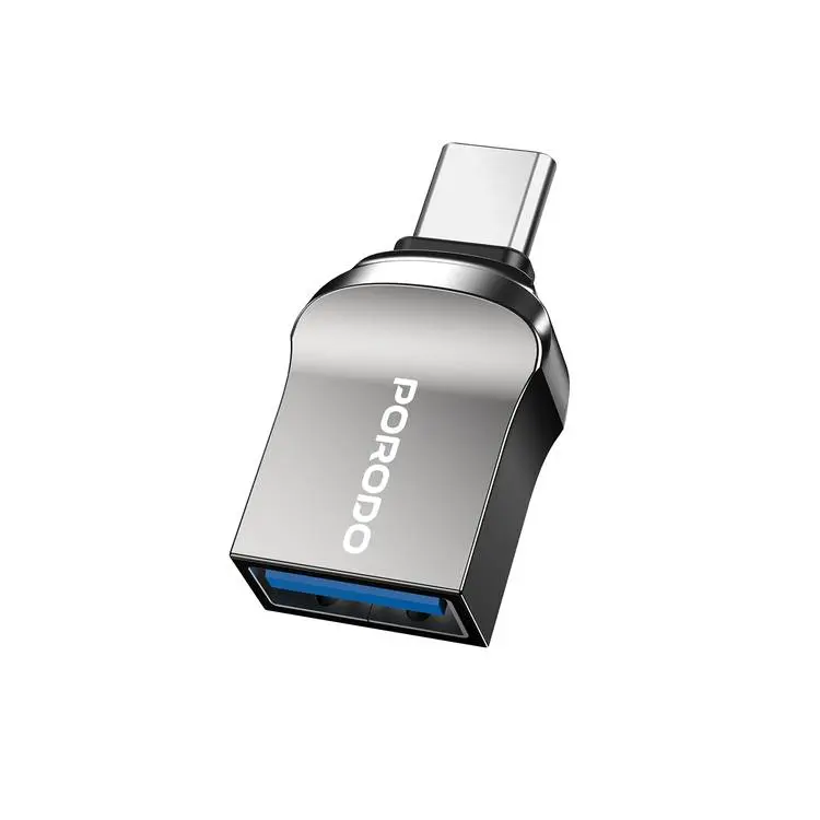 PORODO USB 3.0 USB C CONVERTER OTG ADAPTER ZINC ALLOY PS-CBL0023-BK thumbnail 2