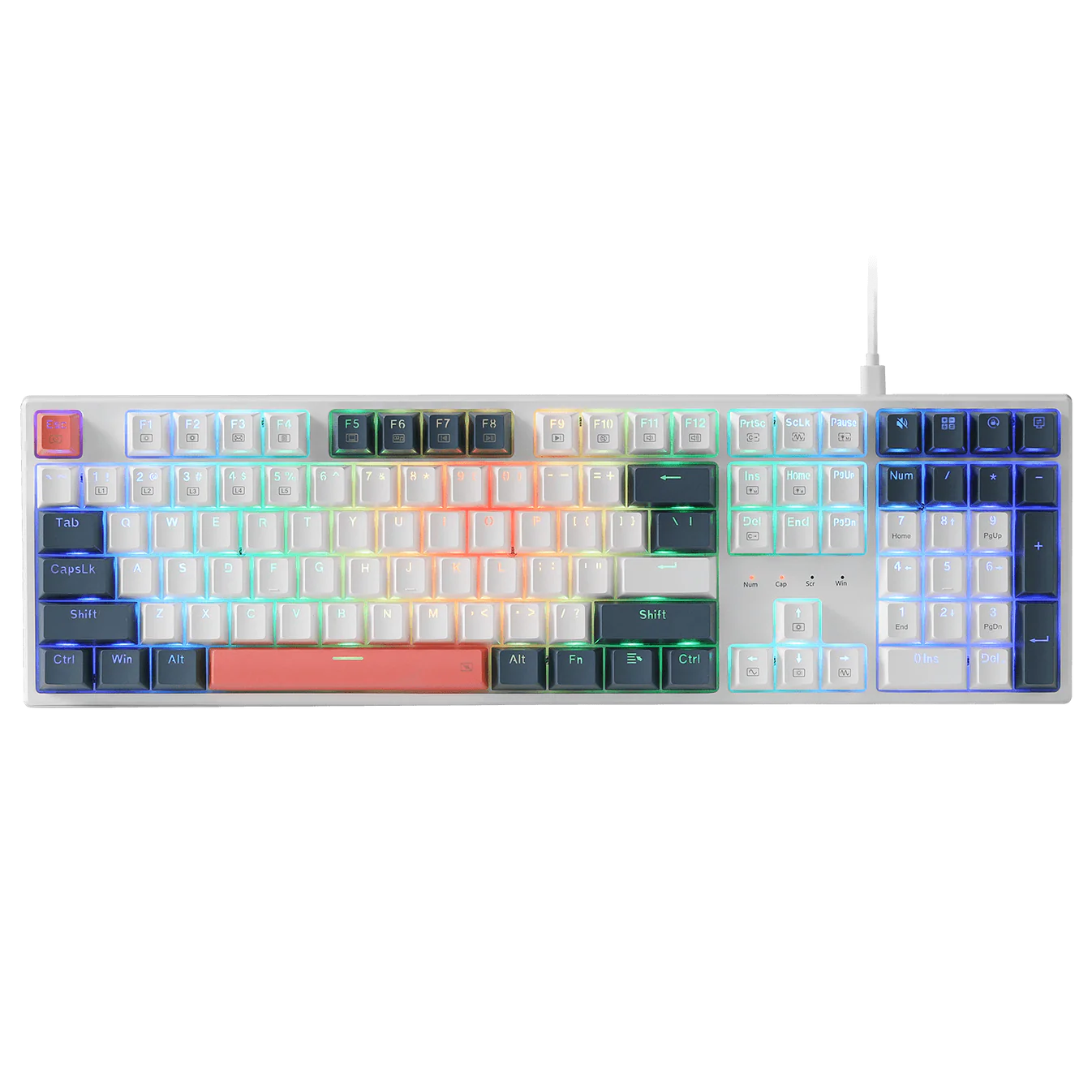 REDRAGON TRUNDLE K668 RGB HOT-SWAPPABLE WIRED GAMING KEYBOARD RED SWITCH WHITE K668WBO-RGB thumbnail 2
