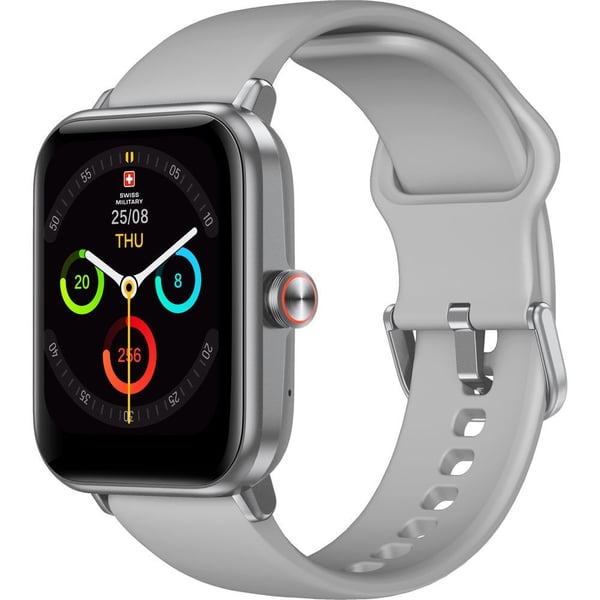 SWISS MILITARY ALPS 4 SILVER WATCH WITH GRAY SILICONE STRAP SM-WCH-ALPS4-BLKF-GRYSS thumbnail 2