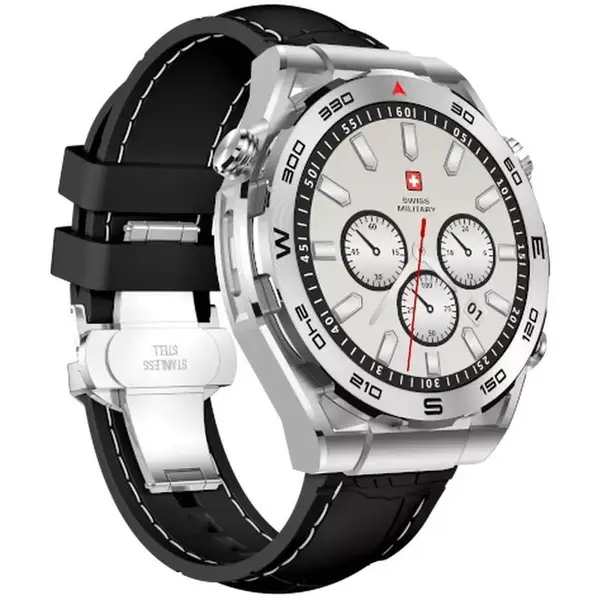 SWISS MILITARY DOM 3 WATCH WITH SILICONE STRAP BLACK SM-W-DOM3-SIF-BLKSIST-2PRESTP thumbnail 2