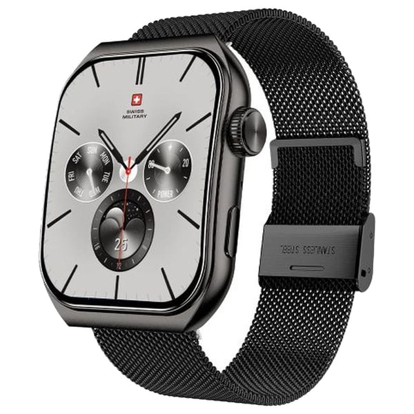 SWISS MILITARY ALPS 3 BLACK WATCH WITH GUN STAINLESS STEEL STRAP SM-WAT-ALPS3-GUNF-GUNSST thumbnail 2