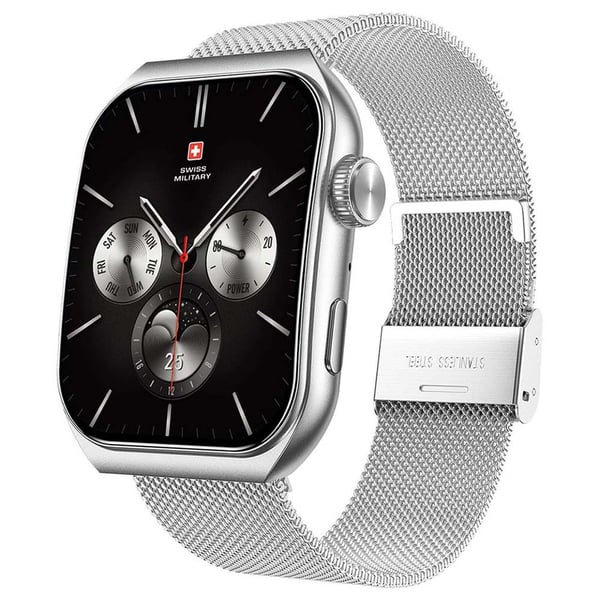 SWISS MILITARY ALPS 3 SILVER WATCH WITH STAINLESS STEEL STRAP SM-WAT-ALPS3-SLF-SLSTEELST thumbnail 2