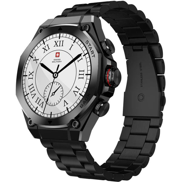 SWISS MILITARY DOM 6 WATCH WITH GUN METAL STRAP BLACK SM-WCH-DOM6-BLKGUNMS thumbnail 2