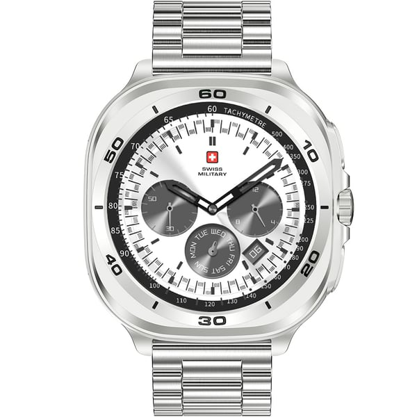 SWISS MILITARY DOM 7 SILVER FRAME WITH SILVER STAINLESS STEEL STRAP SM-WCH-DOM7-SILF-SILSTL thumbnail 2
