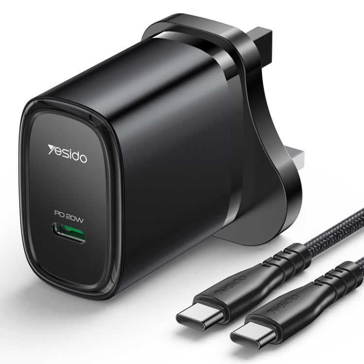 YESIDO 20W FAST USB-C CHARGER BLACK YC76BC thumbnail 2