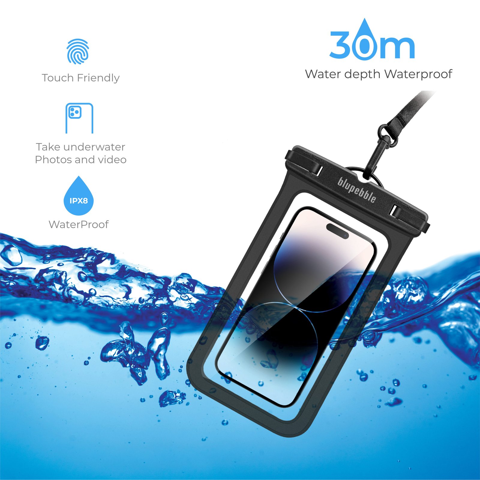 BLUPEBBLE SPLASH WATERPROOF BAG BLACK BP-SPLASH72-BK thumbnail 2