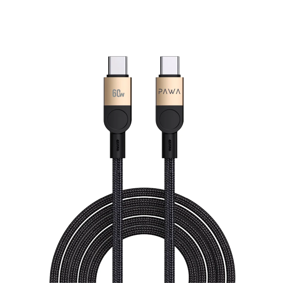 PAWA LEVIN USB C TO USB C BRAIDED CABLE 1.2M 60W DESERT BLACK PW-12BDC253-DTBK thumbnail 2