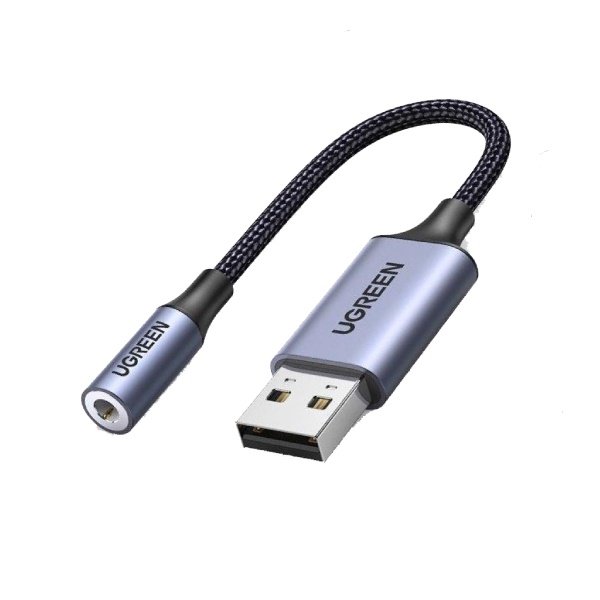 UGREEN USB 2.0 TO 3.5MM AUDIO ADAPTER ALUMINUM ALLOY 25CM DARK GRAY 30757 thumbnail 2