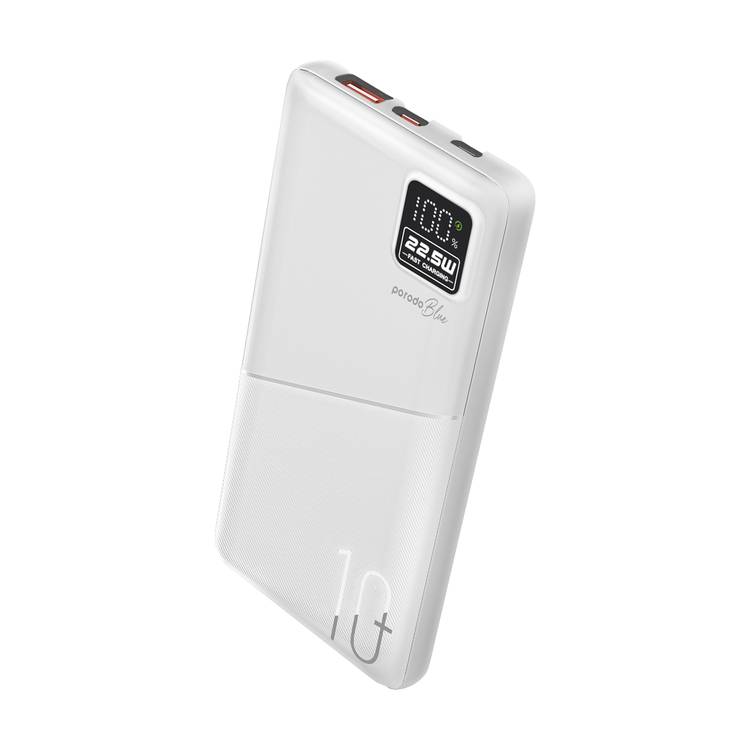 PORODO BLUE 10000MAH QUICK CHARGE POWERBANK USB A TO USB C WHITE PB-PBFCH053-WH thumbnail 2