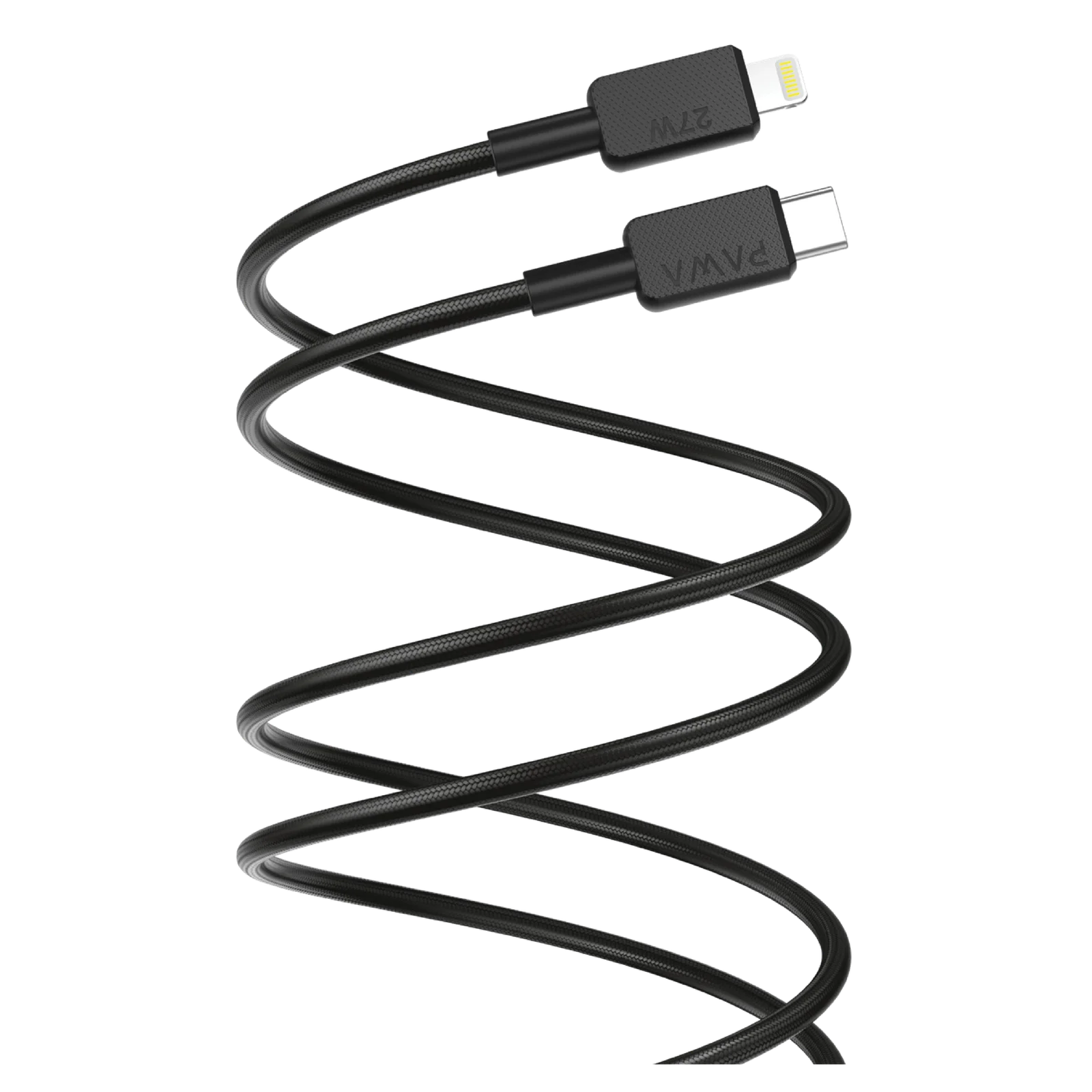 PAWA EL CARO SERIES USB C TO LIGHTNING 27W PREMIUM BRAIDED 1.2M CABLE BLACK PW-12BD27CL-BK thumbnail 2