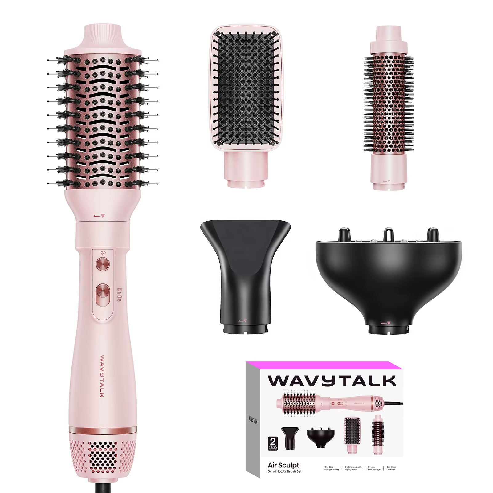 WAVYTALK AIR SCULPT 5 IN1 HOT AIR BRUSH SET PINK 639S thumbnail 2