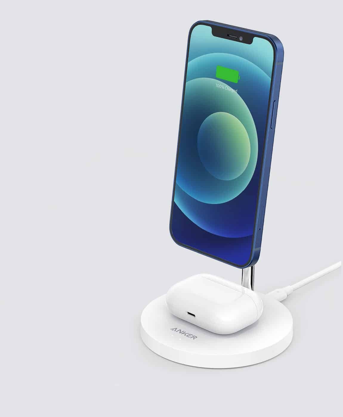 ANKER POWEWAVE MAGNETIC WIRELESS 2 IN 1 CHARGING STAND WITH TYPE C WHITE A2543H21 thumbnail 2