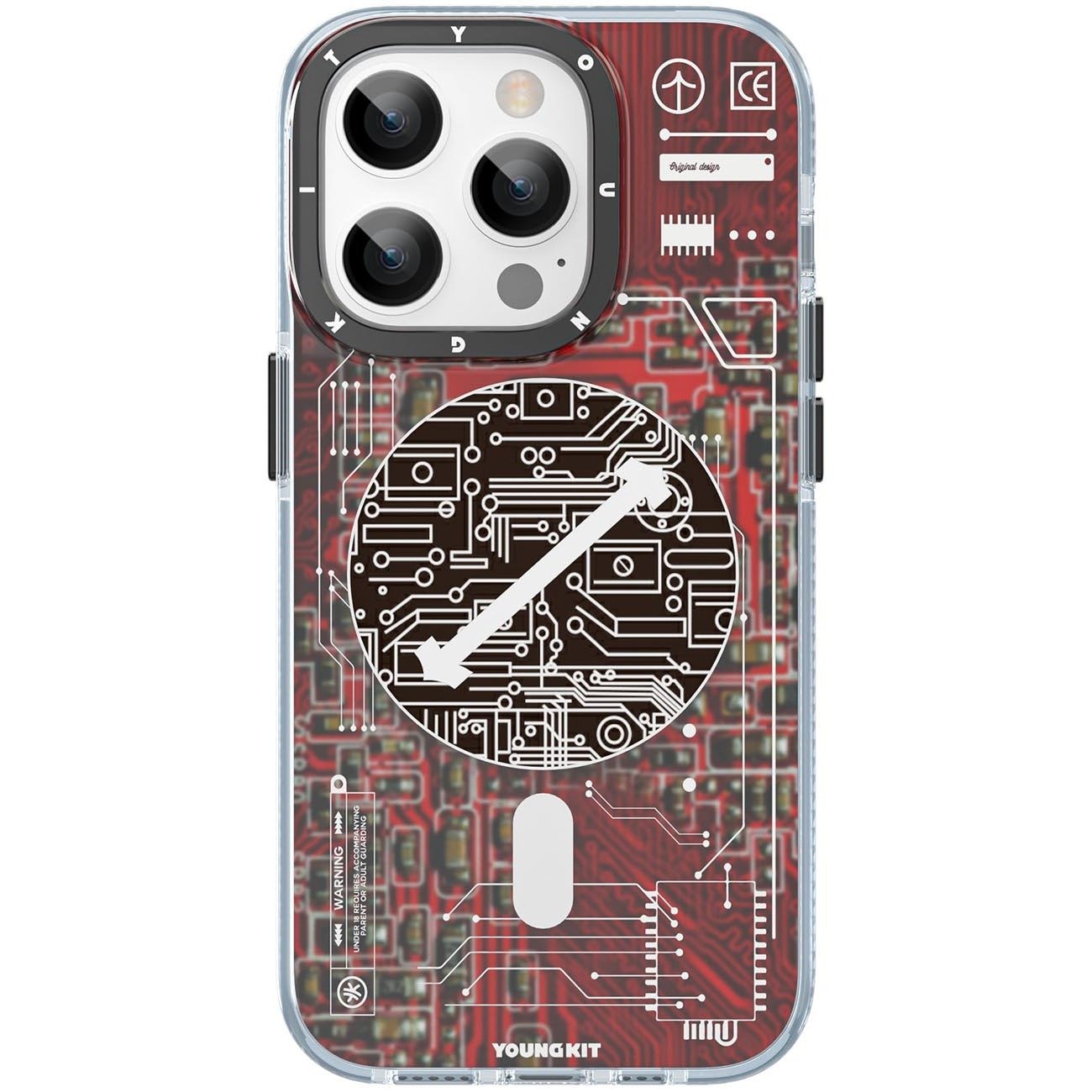 YOUNGKIT IPHONE 14 PRO/PRO MAX FUTURISTIC CIRCUIT ANTI IMPACT MAGSAFE CASE RED thumbnail 2