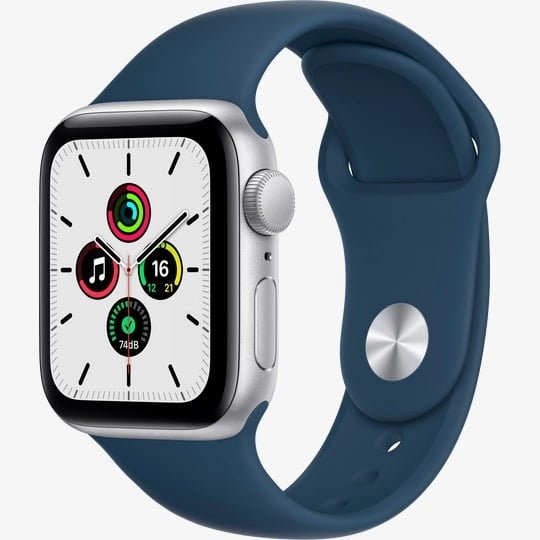 APPLE WATCH SE GPS 40MM SILVER ALUMINIUM CASE WITH ABYSS BLUE SPORT BAND MKNY3 thumbnail 2