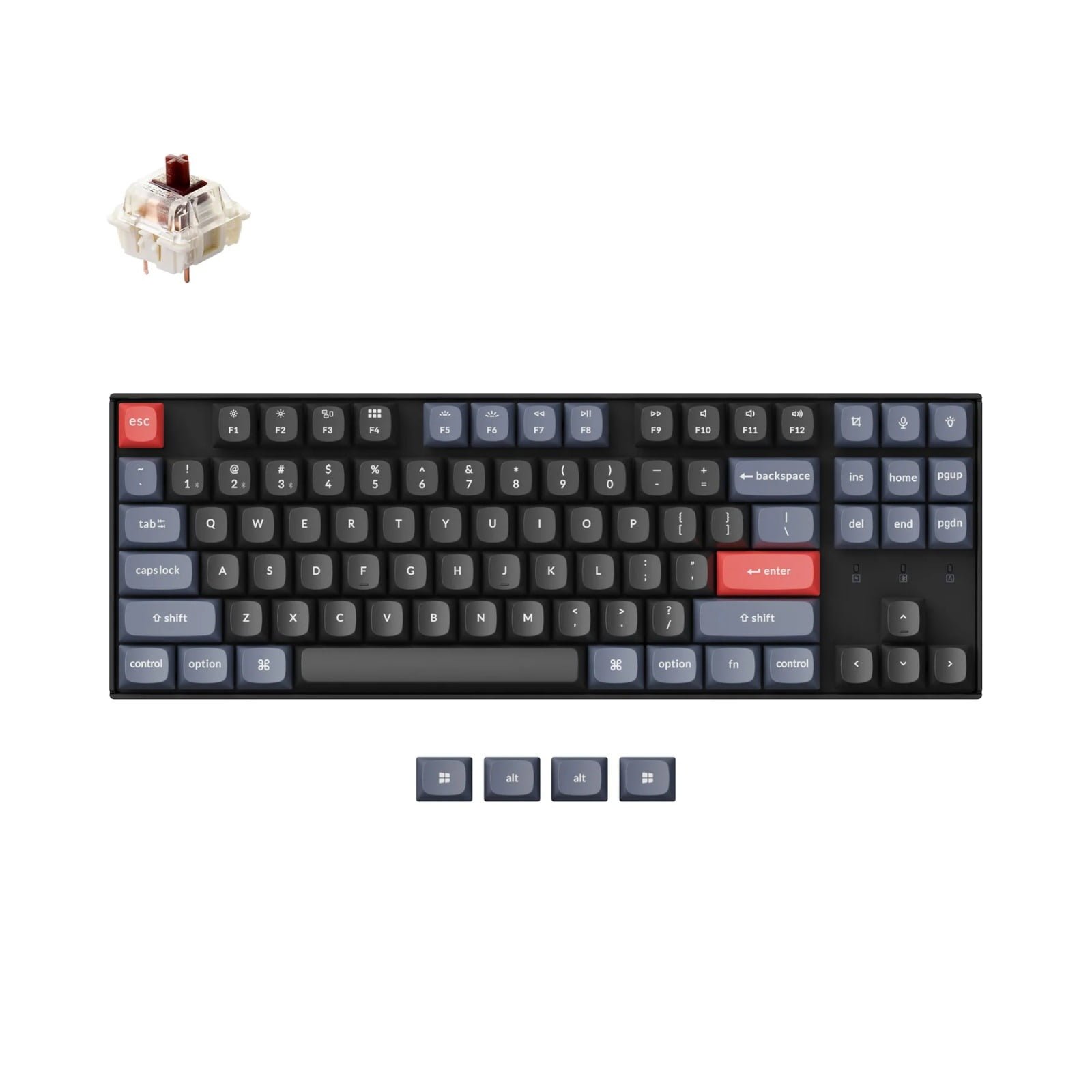 KEYCHRON K8 PRO 87 KEYS GATERON GPRO MECHANICAL KEYBOARD WHITE BACKLIGHT BROWN K8P-G3 thumbnail 2