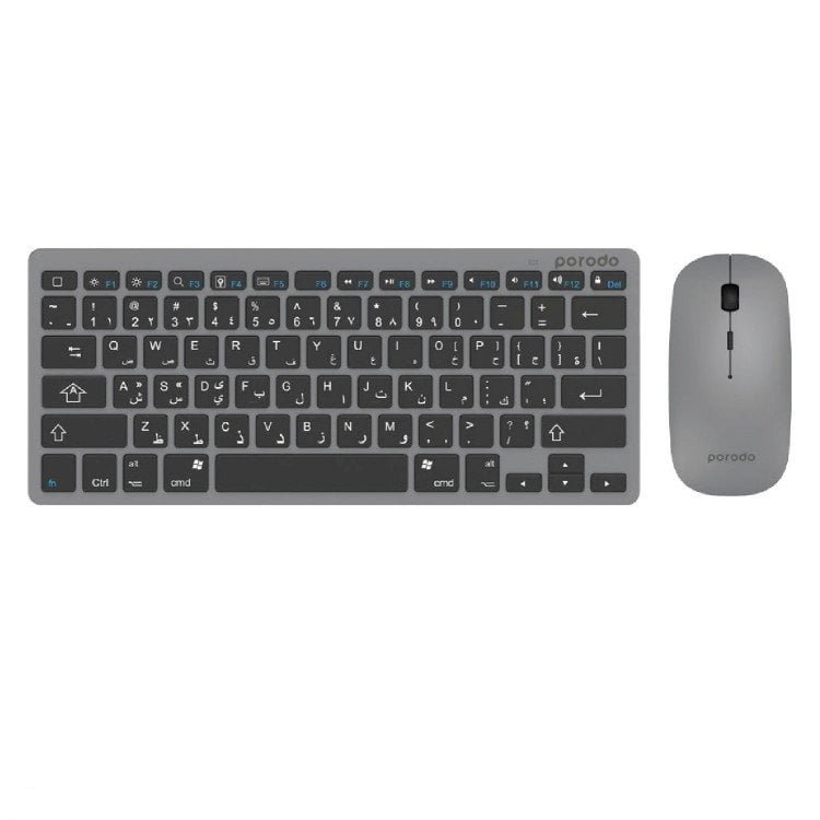 PORODO SLIM BLUETOOTH KEYBOARD-MOUSE ARABIC GRAY PD-BTKBMCO-GY thumbnail 2