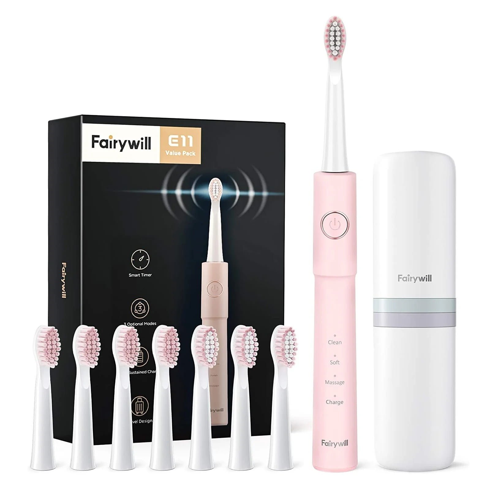 FAIRYWILL SONIC TOOTHBRUSH PINK E11 thumbnail 2