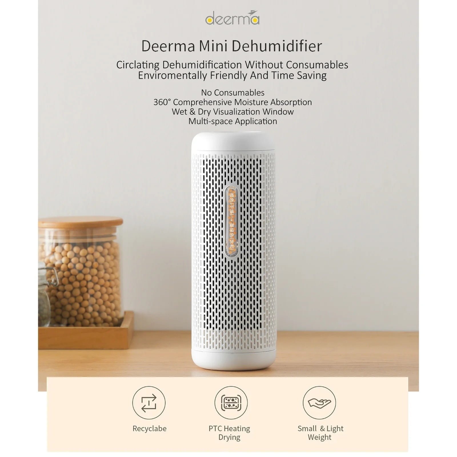DEERMA MINI PORTABLE DEHUMIDIFIER HOME AIR DRYER thumbnail 2