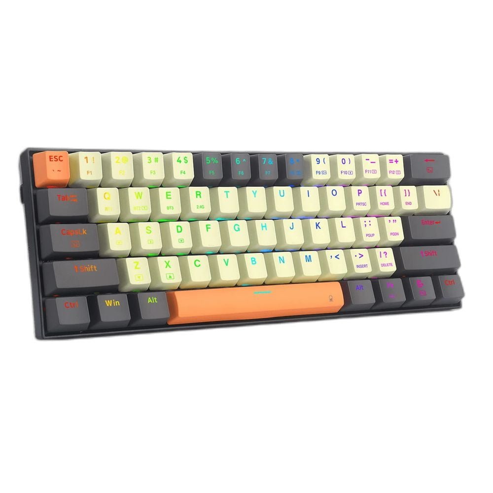 REDRAGON CARAXES PRO WIRED-X1.2 KEYCAP 60% MECHANICAL KEYBOARD CREAM GREY AND ORANGE K644CGO-RGB-PRO thumbnail 2