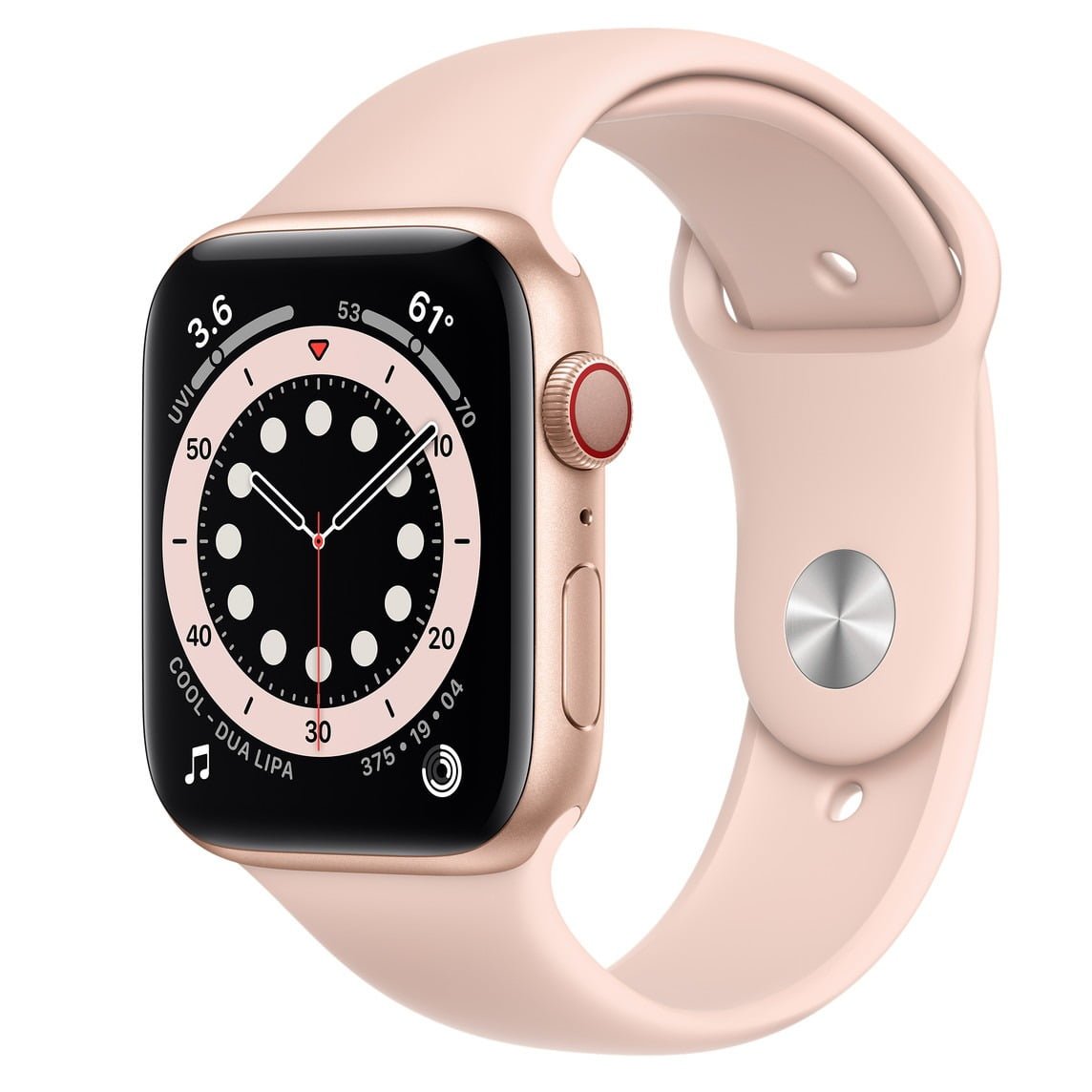 APPLE WATCH SERIES 6 GPS + CELLULAR 44MM GOLD ALUMINUM CASE PINK SAND SPORT BAND MG2D3 thumbnail 2
