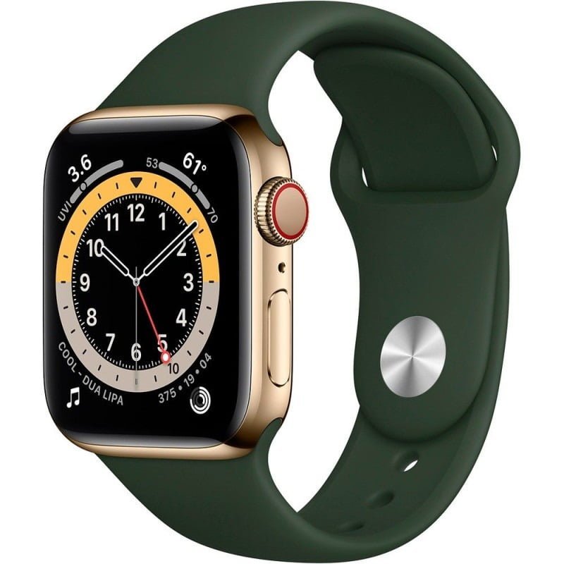 APPLE WATCH SERIES 6, GPS+CELLULAR, 44MM GOLD STAINLESS STEEL CASE WITH CYPRUS GREEN SPORT BAND M07N3 thumbnail 2