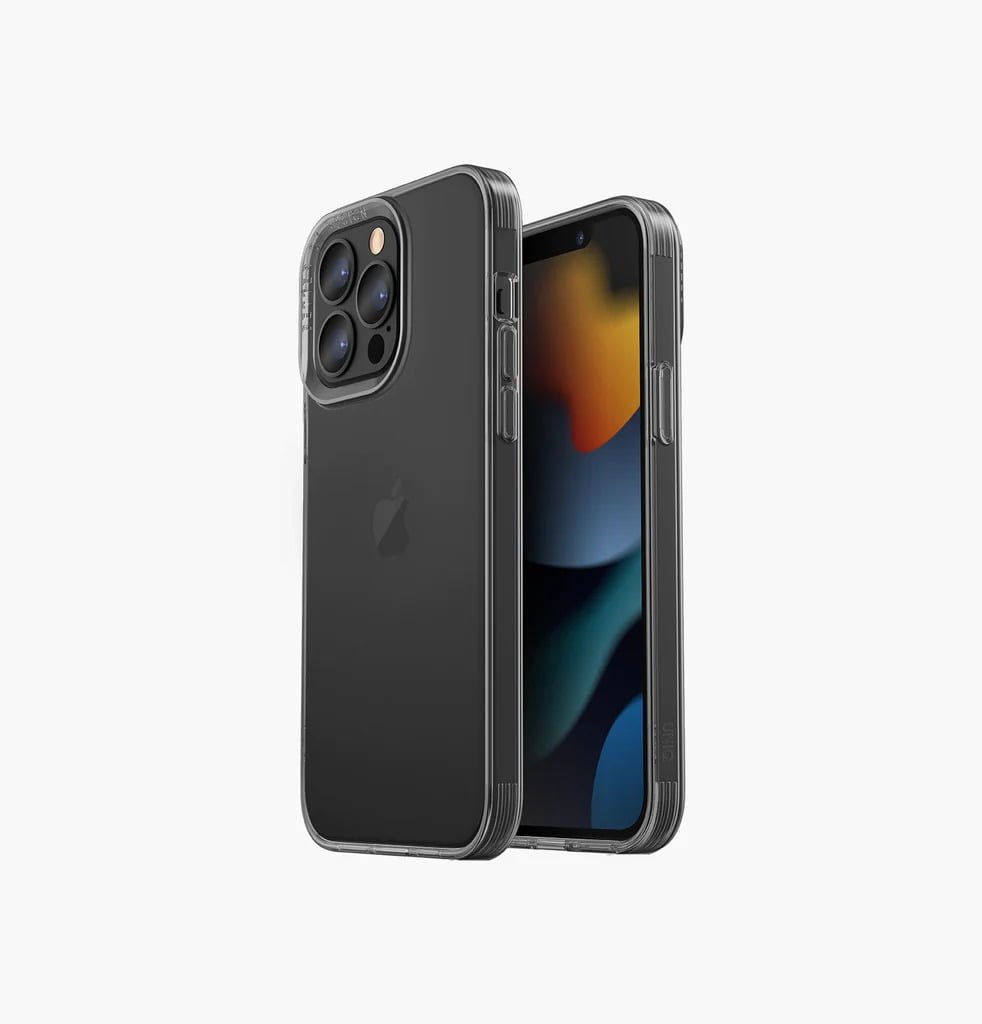 UNIQ AIRFENDER HYBRID IPHONE 13/13 PRO SLIM FLEXIBLE CLEAR CASE SMOKED GREY thumbnail 2