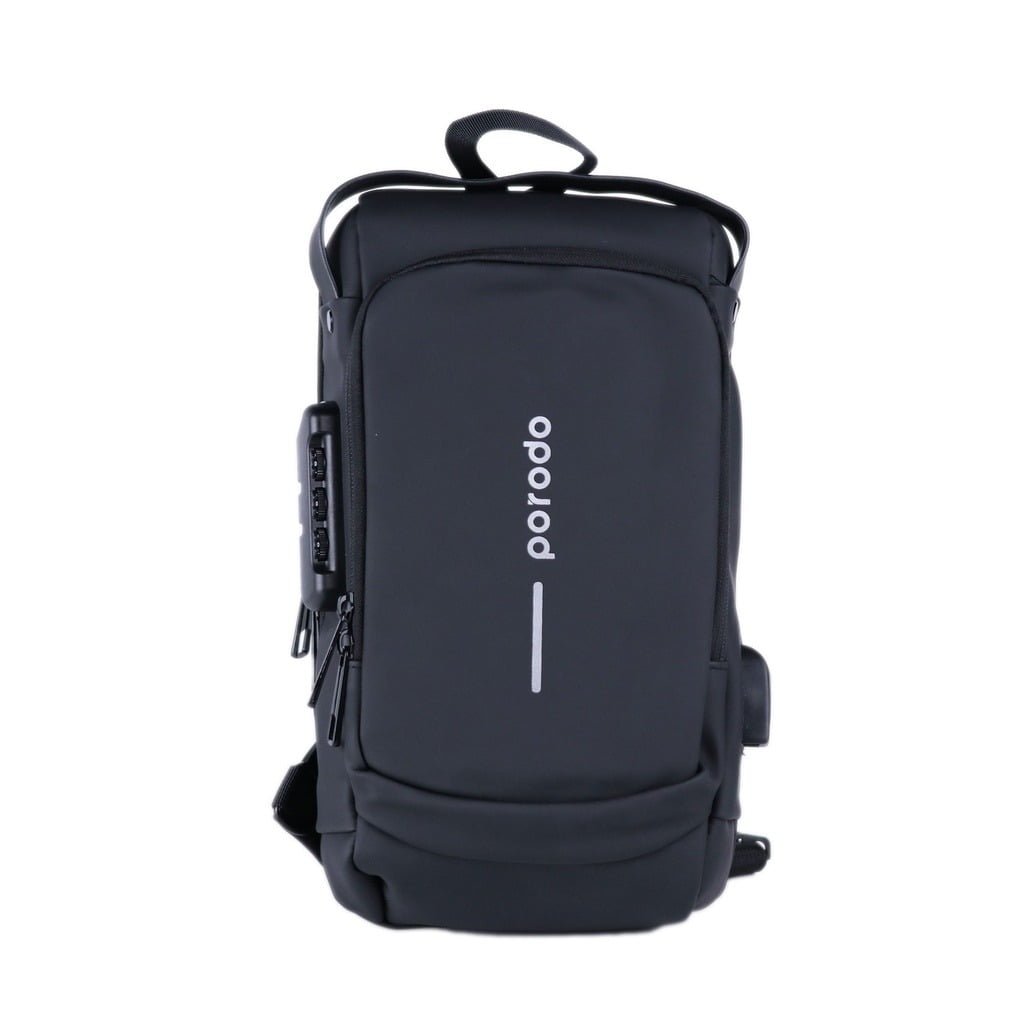PORODO LIFESTYLE WATERPROOF OXFORD FANNY PACK WITH USB A PORT BLACK thumbnail 2
