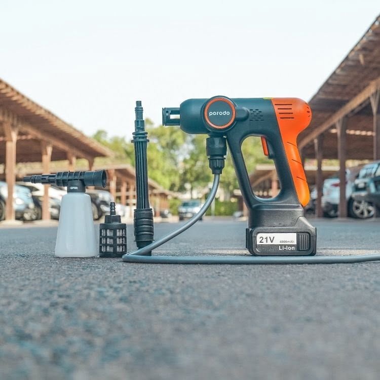 PORODO PORTABLE WIRELESS CAR WASHING MACHINE 4000MAH-BLACK/ORANGE thumbnail 2
