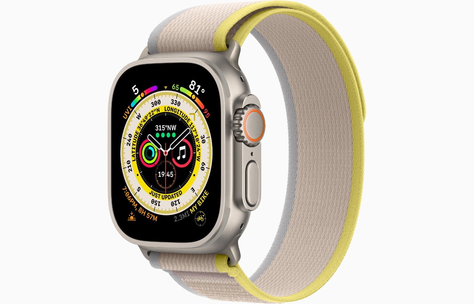 APPLE WATCH ULTRA 49MM TITANIUM YELLOW BEIGE TRAIL LOOP thumbnail 2