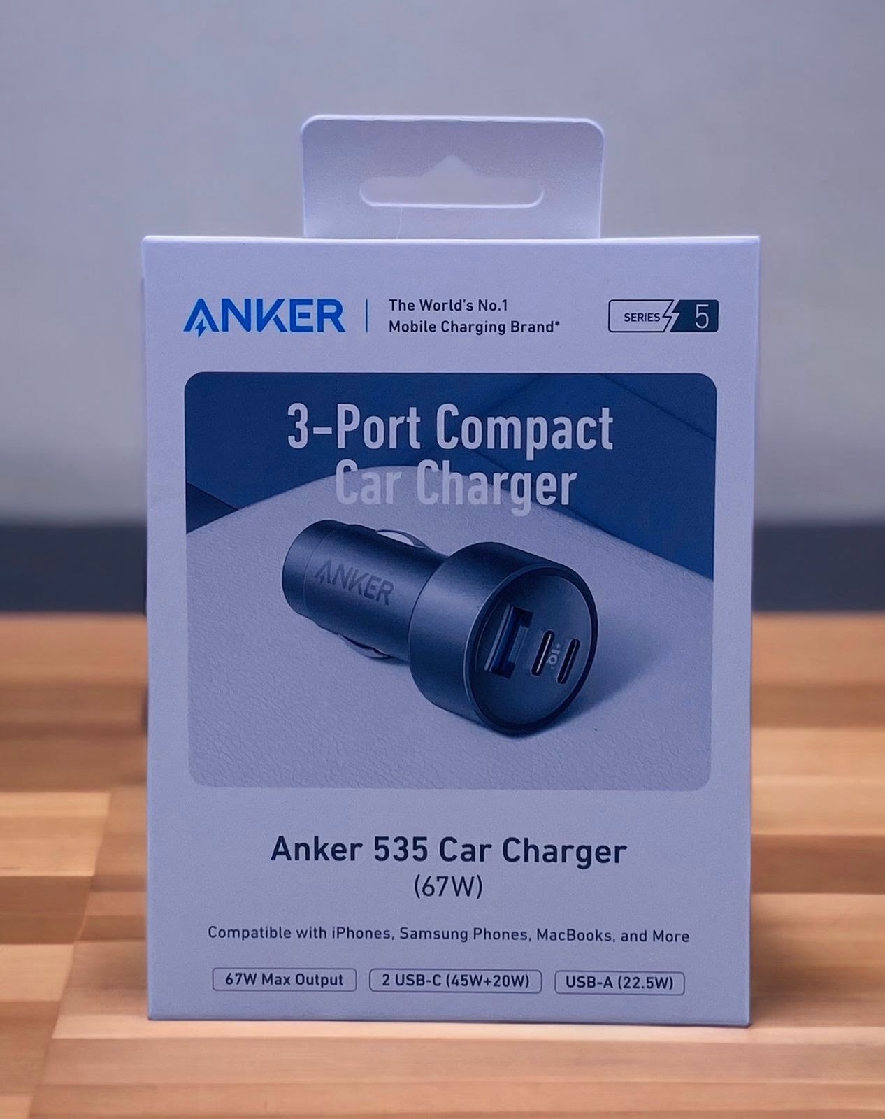 ANKER 535 67W 3 PORT COMPACT CAR CHARGER SILVER A2731HA1 thumbnail 2