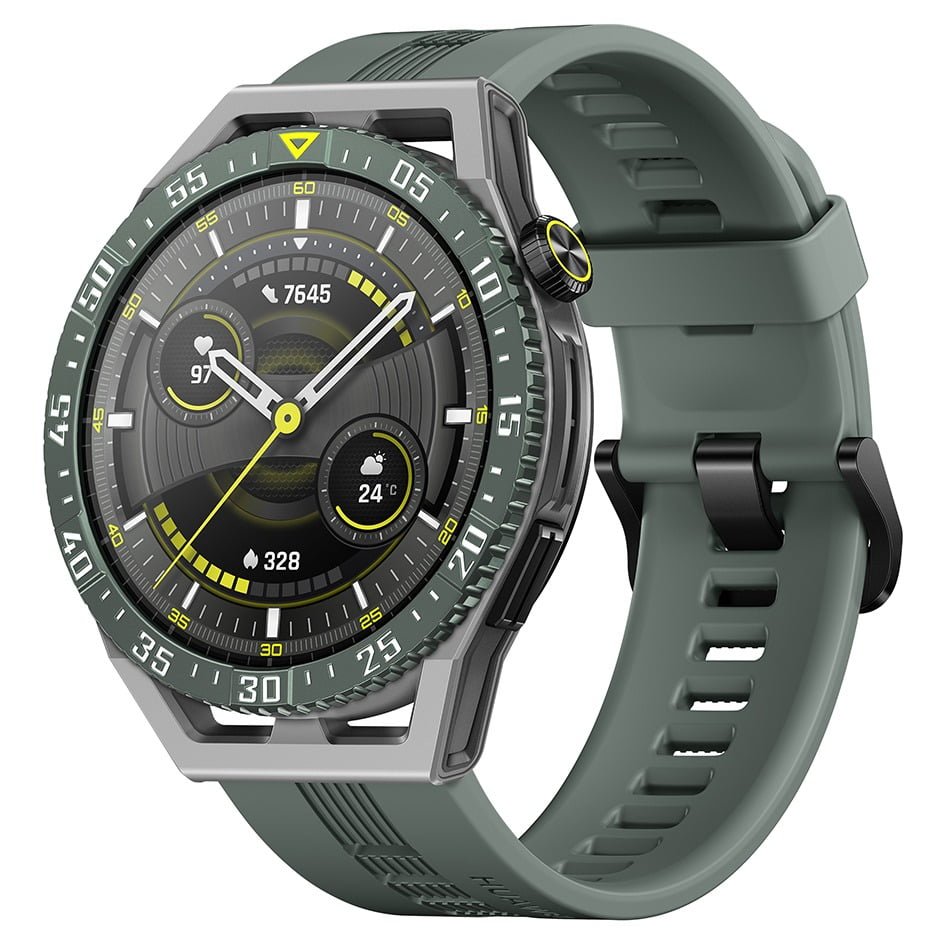 HUAWEI WATCH GT 3 SE GREY DURABLE POLYMER FIBER WATCH CASE GREEN TPU STRAP RUNEB29 thumbnail 2