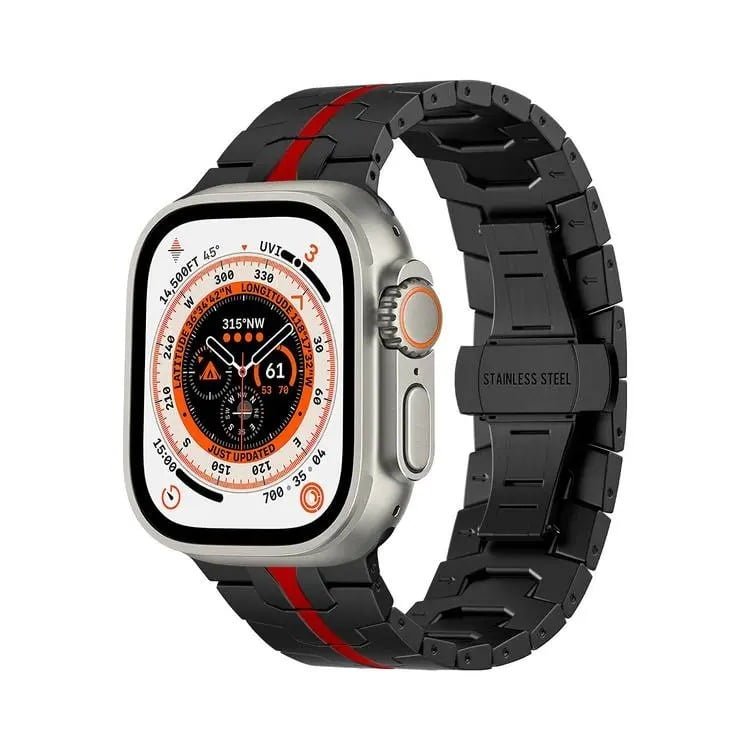LEVELO ECLIPSE STAINLESS STEEL WATCH STRAP 49MM BLACK/RED LVLMWSBKRD thumbnail 2