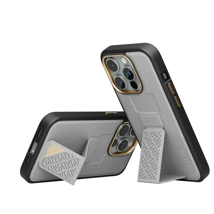 LEVELO MORPHIX CUERO IPHONE 15 PRO/PRO MAX PREMIUM LEATHER KICKSTAND GRIP CASE thumbnail 2