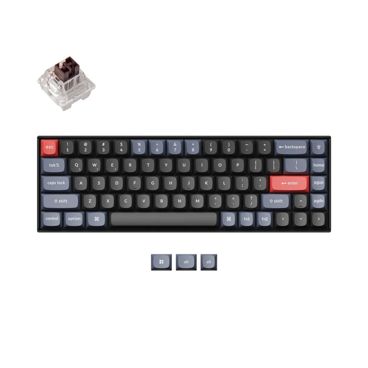 KEYCHRON K6 PRO WIRELESS MECHANICAL KEYBOARD BLACK SWAPPABLE RGB BACKLIGHT BROWN SWITCH BLACK K6P-H3 thumbnail 2