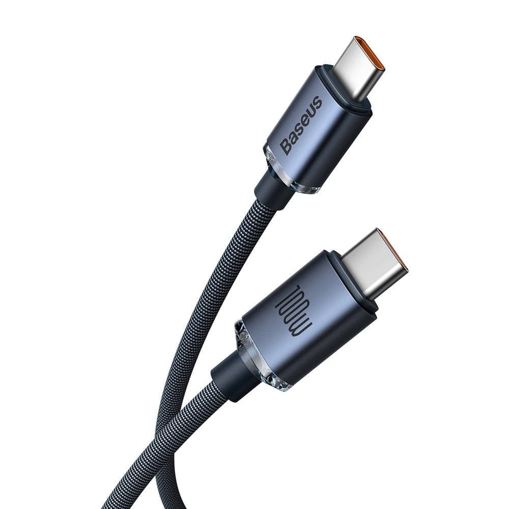 BASEUS CRYSTAL SHINE SERIES TYPE-C TO TYPE-C CHARGING CABLE 1.2M 100W BLACK CAJY000601.BK thumbnail 2