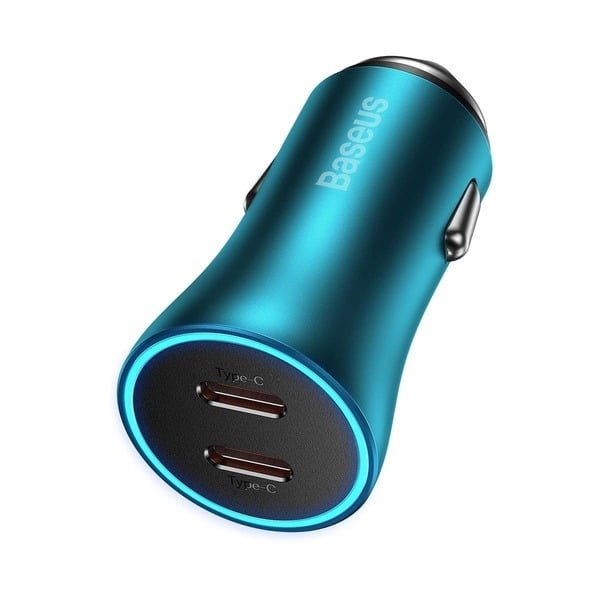 BASEUS GOLDEN CONTACTOR PRO DUAL QUICK CHARGR CAR CHARGER GC PRO TYPE-C + TYPE C 40W BLUE CGJP000003.BL thumbnail 2