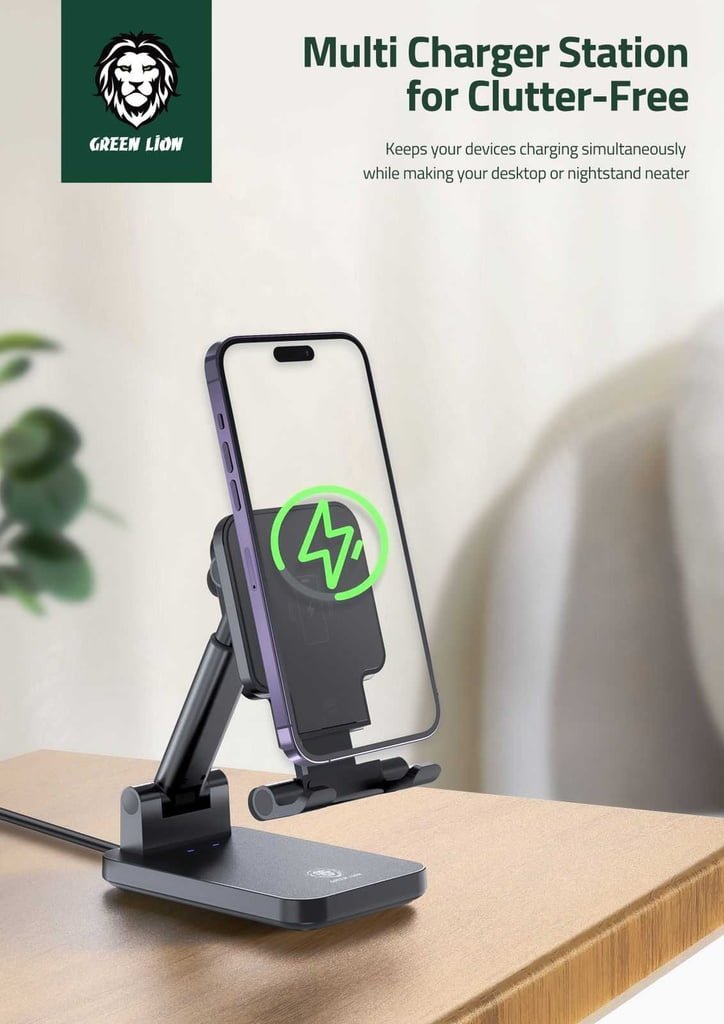 GNFLDWCSTBK GREEN LION FOLDABLE WIRELESS CHARGING STAND 15W BLACK thumbnail 2