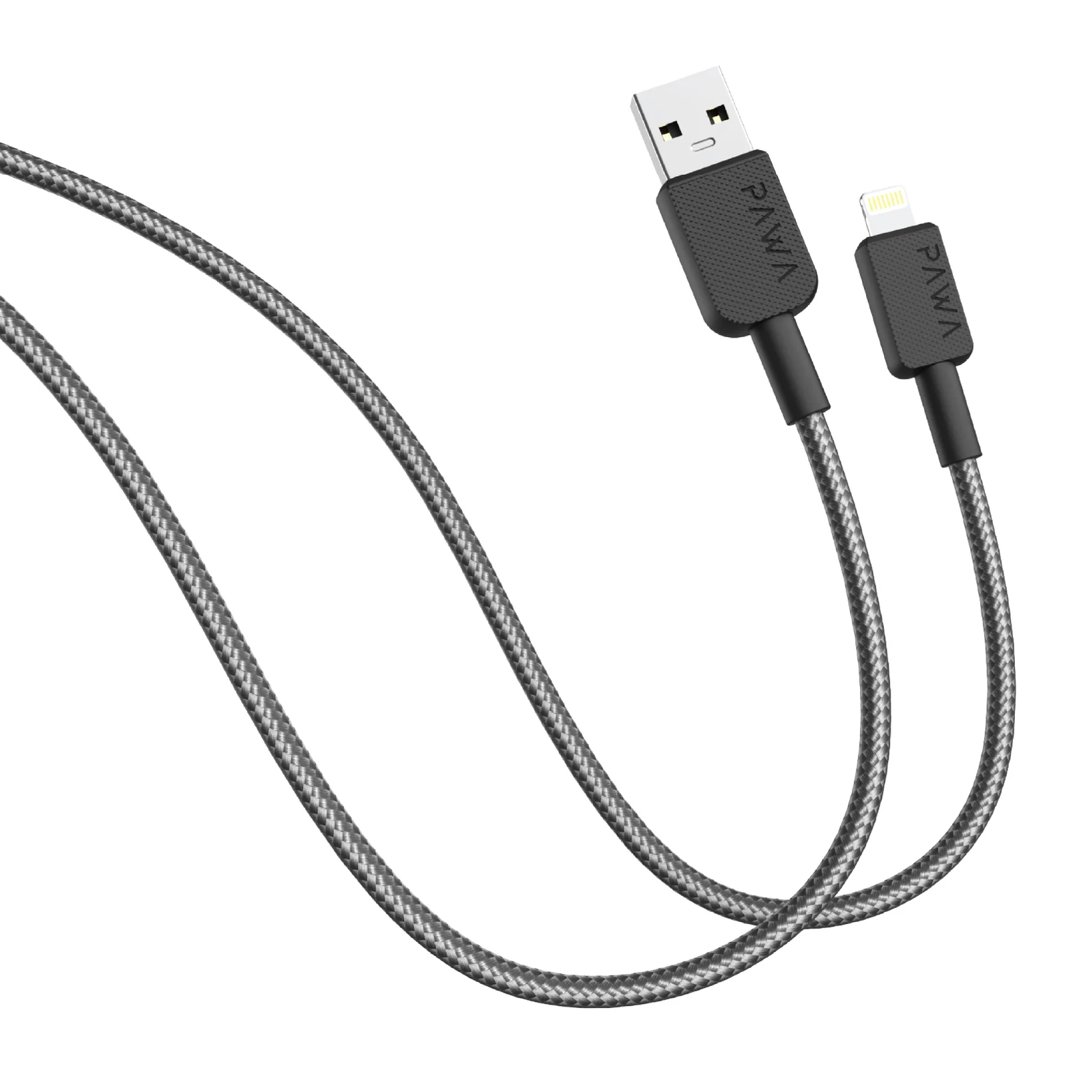 PAWA EL CARO SERIES USB A TO LIGHTNING PREMIUM BRAIDED CABLE 1.2M BLACK PW-120BD3AL-BK thumbnail 2