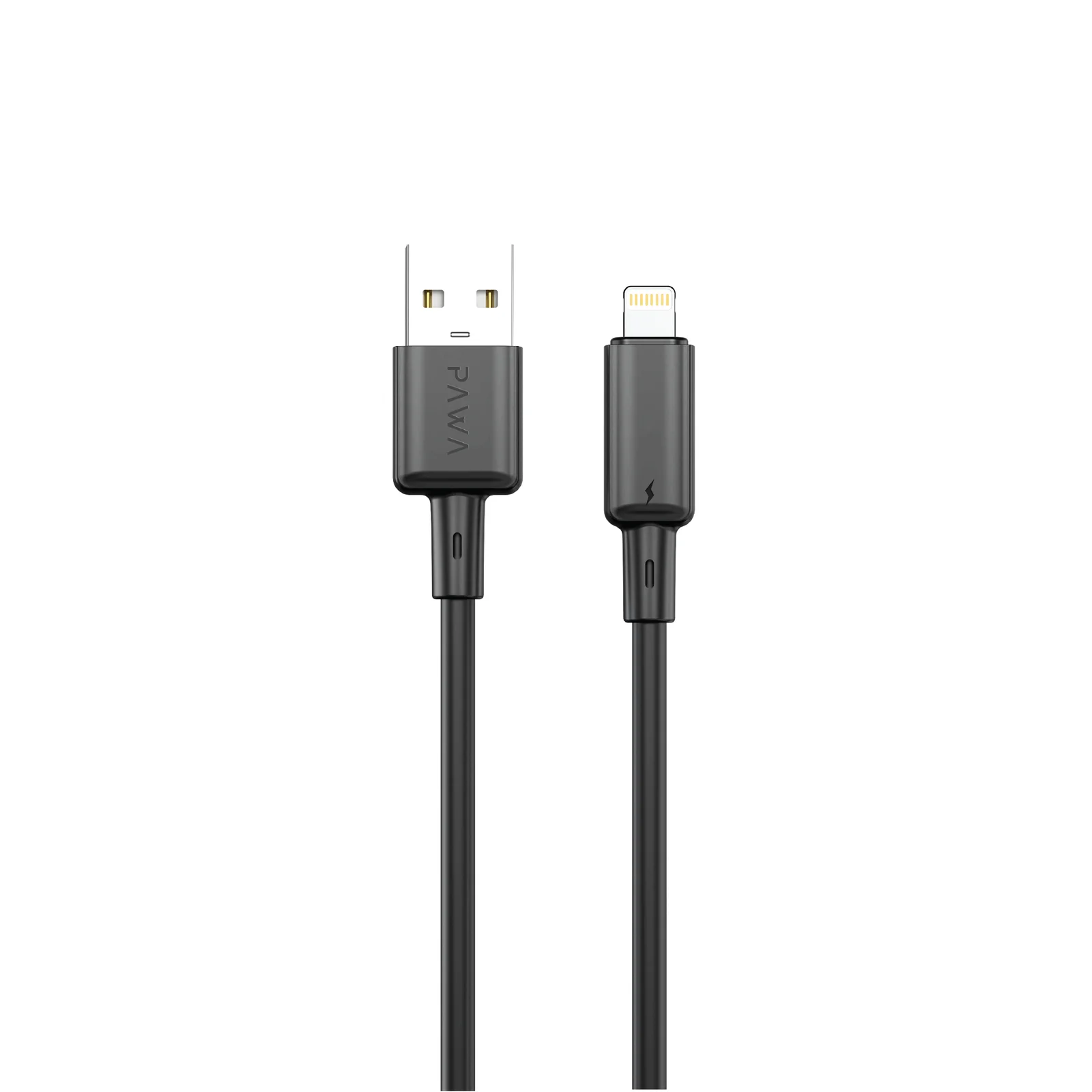 PAWA 3A USB A TO LIGHTNING QUICK CHARGING PVC CABLE 1.2M BLACK PW122 PW-BDC312AL-BK thumbnail 2