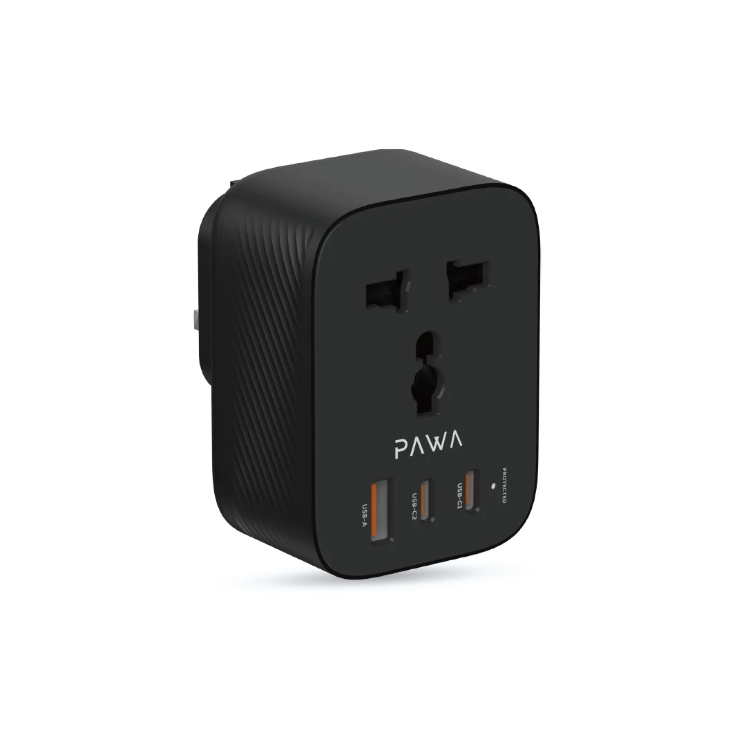 PAWA UNIVERSAL TRAVEL ADAPTER WITH PD QC PORT PD20W BLACK thumbnail 2