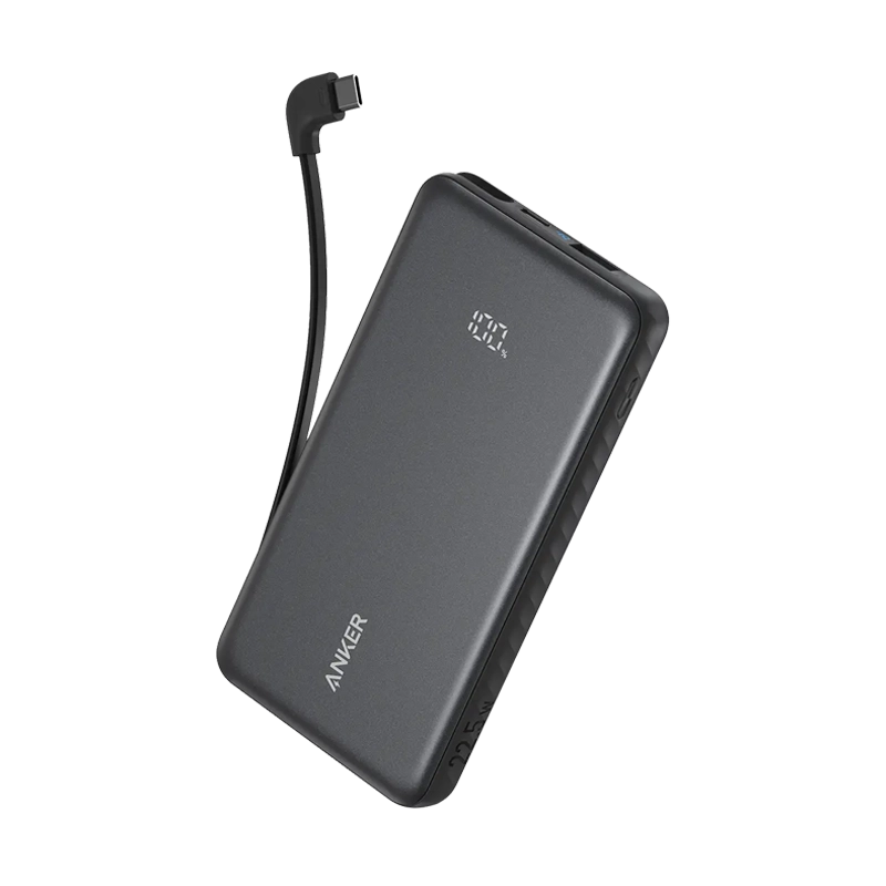 ANKER ZOLO POWER BANK 10000MAH 22.5W BUILT IN USB-C CABLE BLACK A110DH11 thumbnail 2