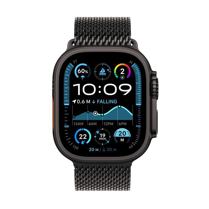 APPLE WATCH ULTRA 2 49MM (2024) GPS + CELLULAR BLACK TITANIUM CASE WITH BLACK MILANESE LOOP BAND MX5U3 thumbnail 2