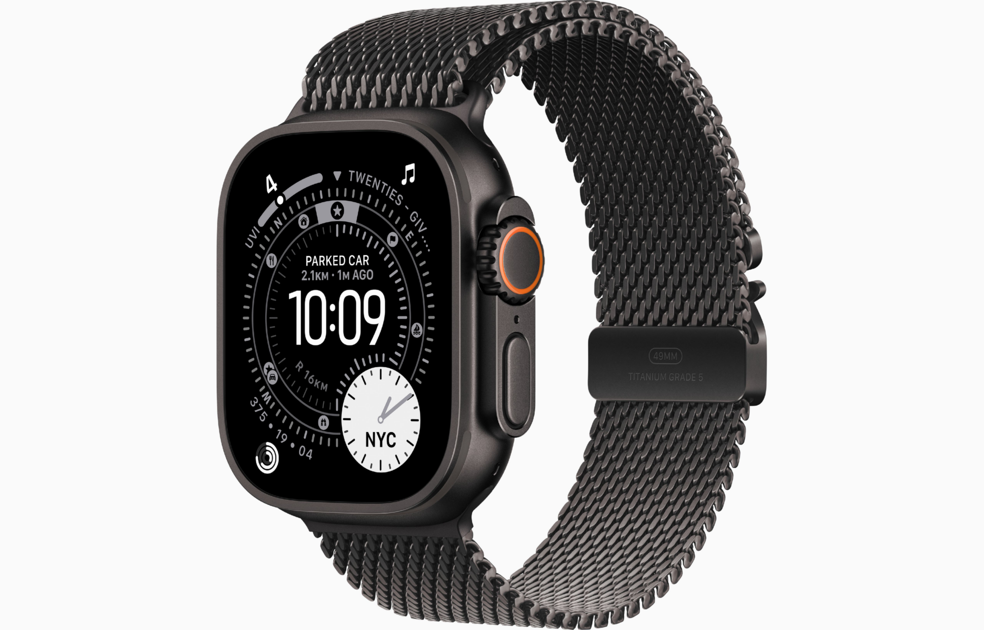 APPLE WATCH ULTRA 3 49MM GPS + CELLULAR BLACK TITANIUM CASE WITH BLACK TITANIUM MILENSE LOOP BAND LARGE MF1T4 thumbnail 2