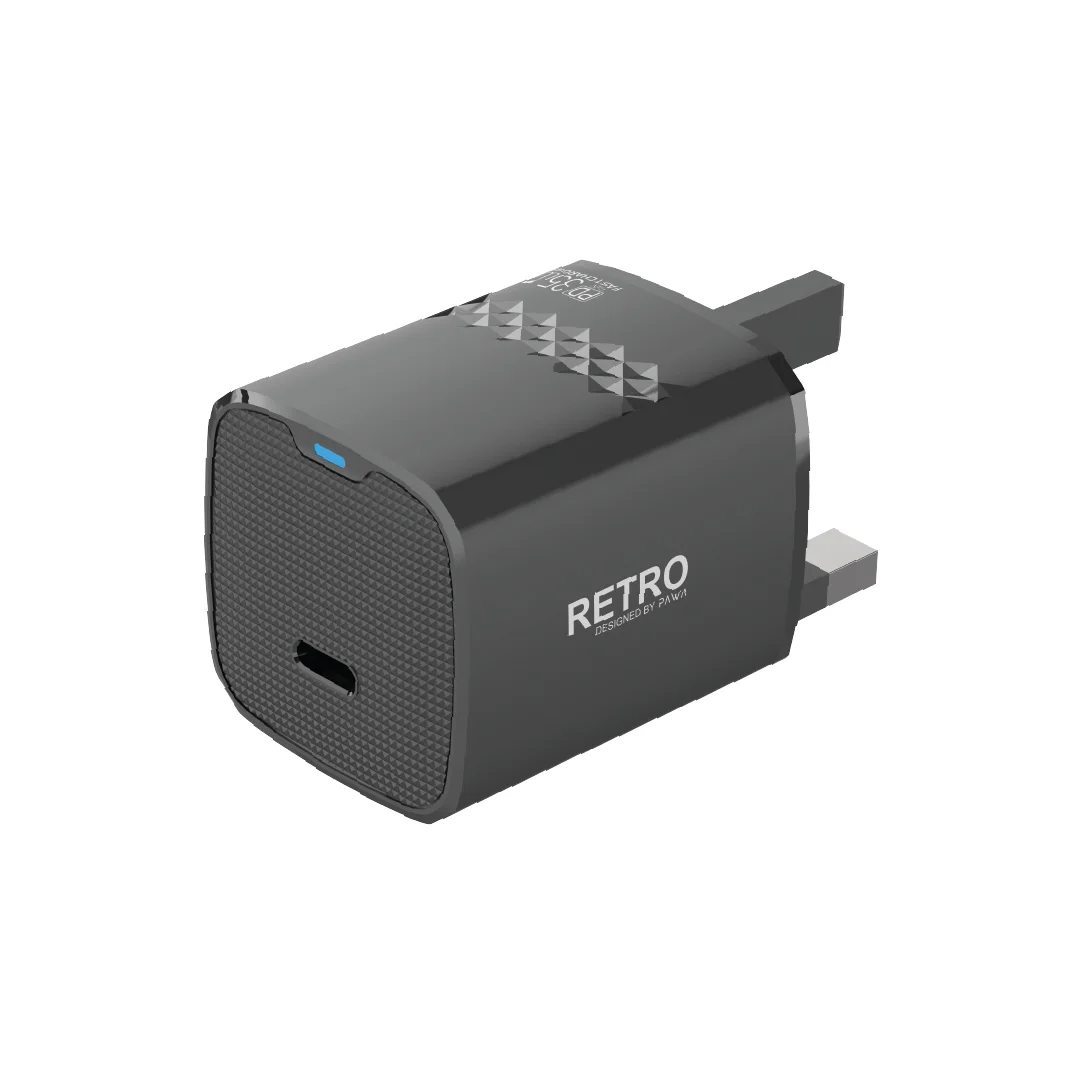 PAWA RETRO 35W WITH TYPE C PORT UK PLUG BLACK PW-TCRT35UK-BK thumbnail 2